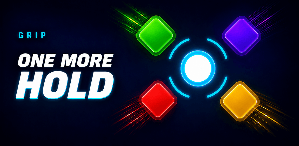 GRIP feature graphic with neon hold gameplay art